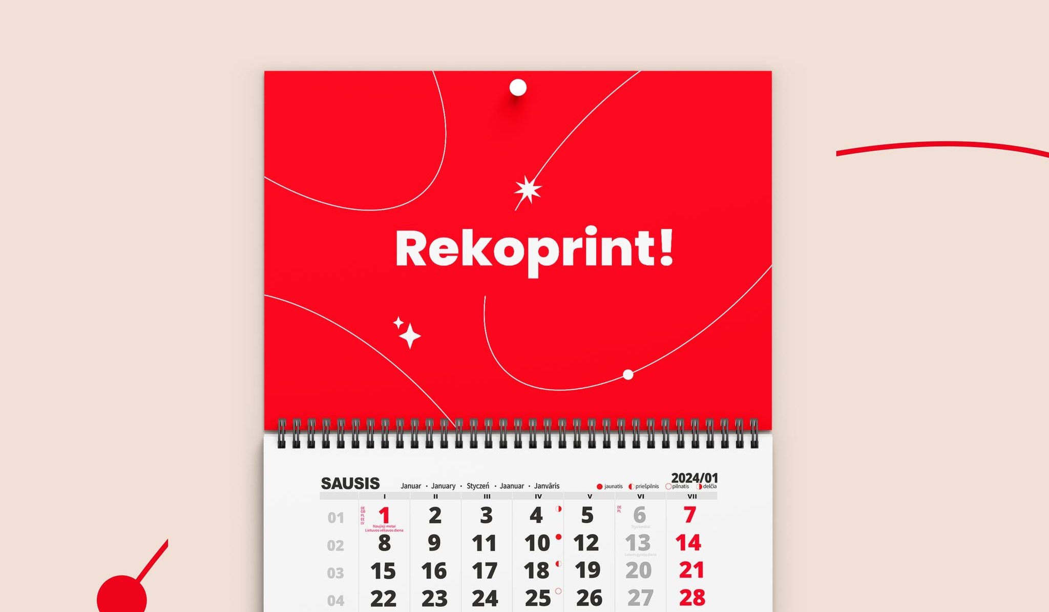 Sieninių kalendorių gamyba Rekoprint – personalizuoti kalendoriai su logotipu įmonėms ir privatiems klientams